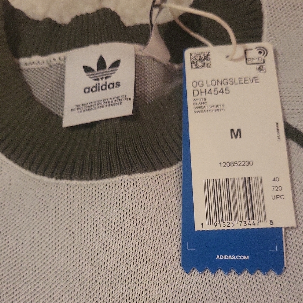 Adidas Women's White and Green Sweater